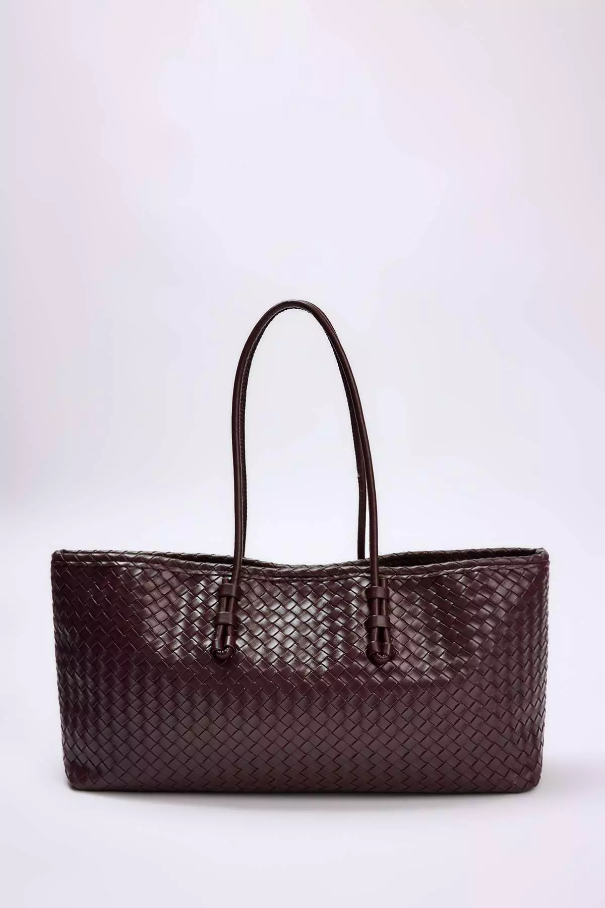 Dark Brown Knitted Detailed Women'S Midi Shoulder Bag Takss26Oc00025