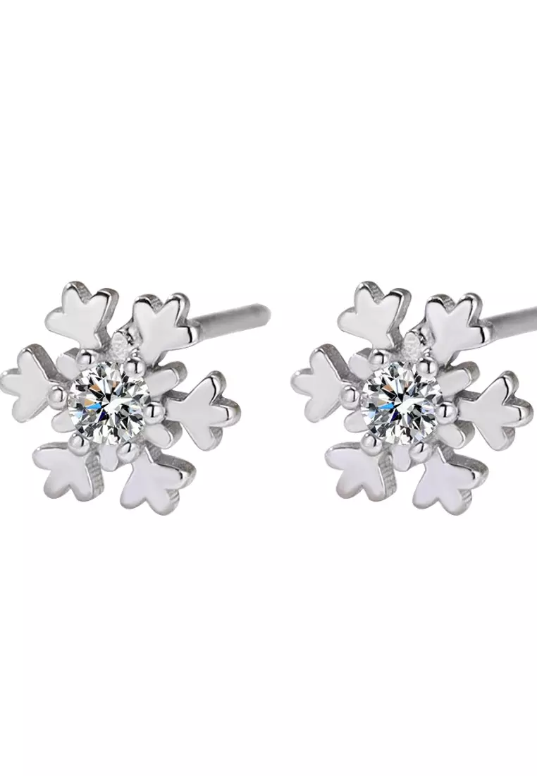 LDR6208 S925 Silver Snowflake Earrings