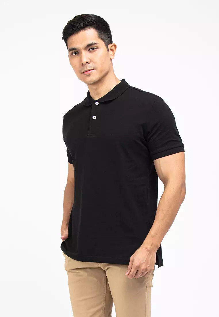 Forest Cotton Pique Regular Fit Polo T Shirt Men Collar Tee - 23647-01Black