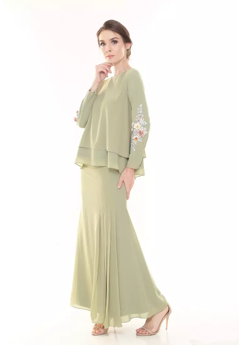 Gloria Kurung Kedah Modern in Apple Green
