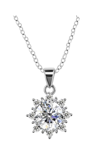 Her Jewellery silver CELÈSTA Moissanite Diamond - Tournesol Pendant (925 Silver with 18K White Gold Plating) by Her Jewellery 19DA5ACFD5AE67GS_1