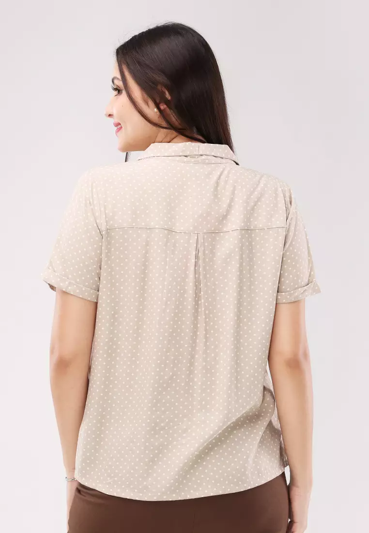 Woven Printed Rayon Short Sleeves Blouse