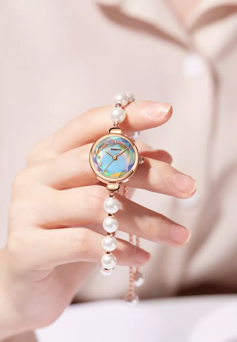 Jam Tangan Wanita Anti Air Original Elegan Korea Mutiara Tali Gelang Jam Tangan Cewek colorwhite