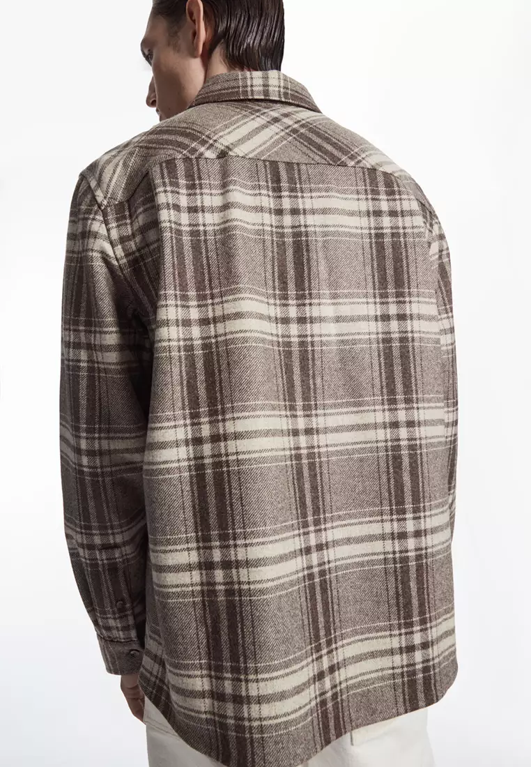 Checked Wool-Flannel Overshirt