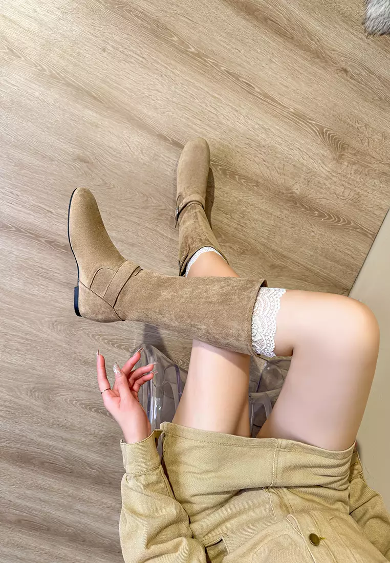 Insole-heightened Suede Skinny Boots TE9660-3