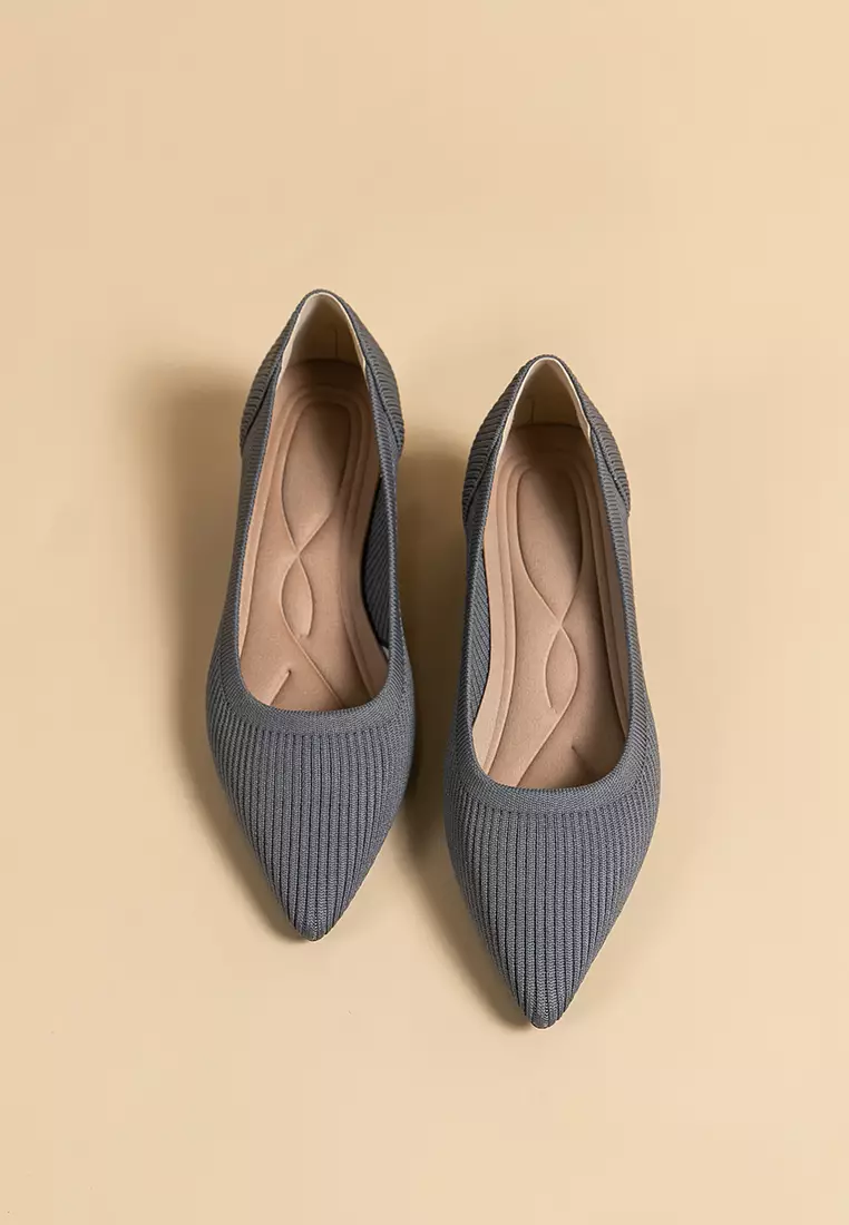 4CM ‌Pointed-toe Fly Knit‌ Chunky Heels‌ TJ1508