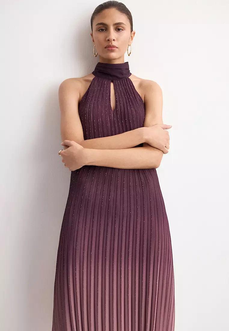 strapless open back dress Green Ruffle-Sleeve Poplin Maxi Dress – New York & Company main image 0