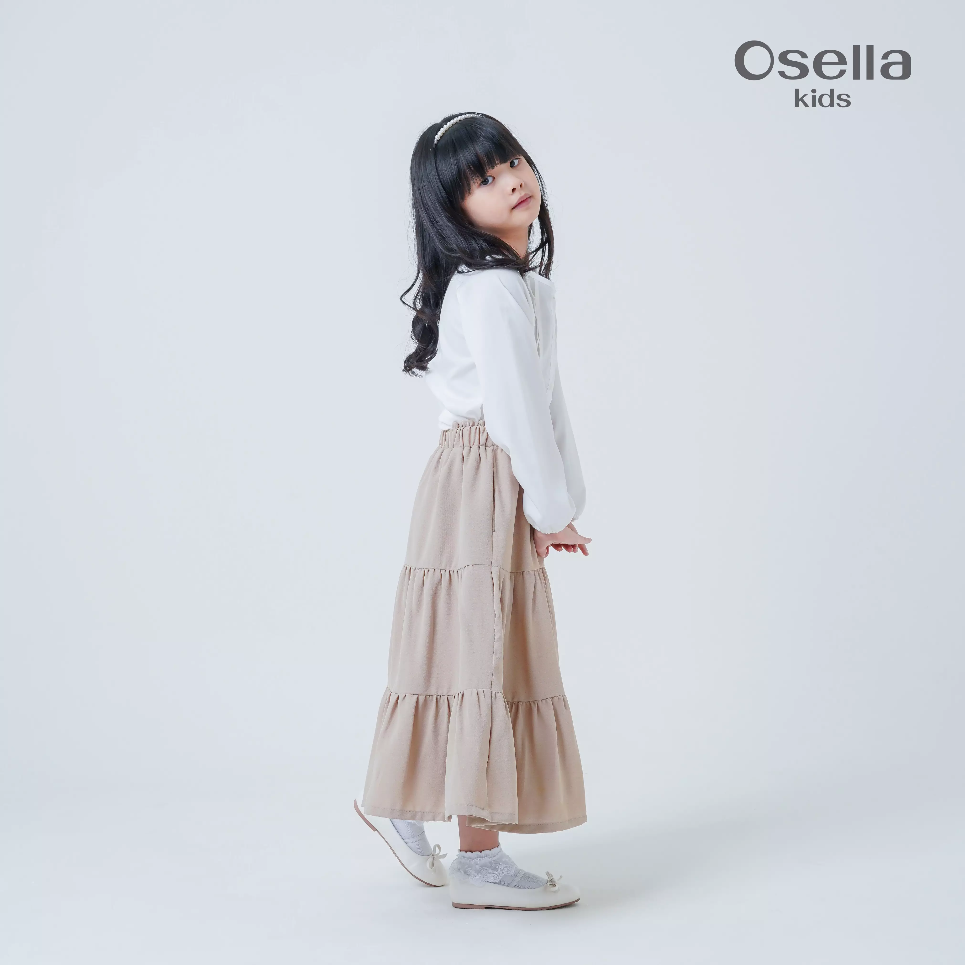 Osella Kids Tiered Crinkle Long Skirt 238Q660189 | Rok Ruffle Anak Perempuan