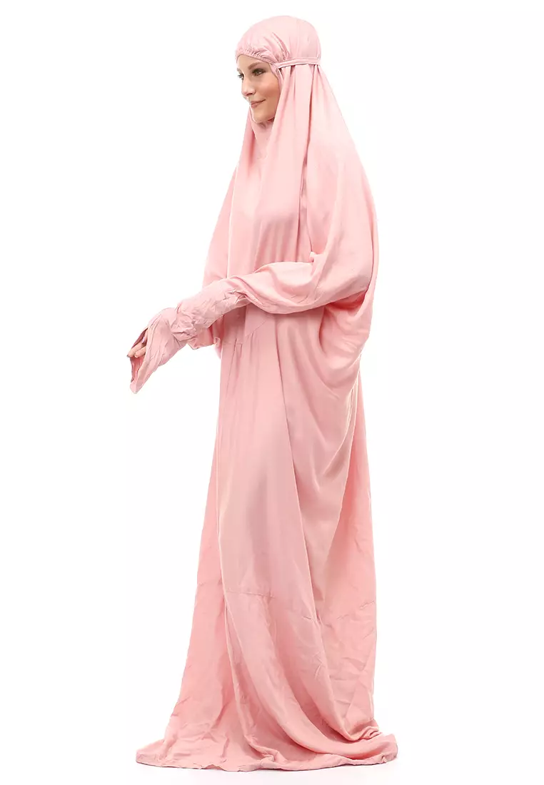 Karina Mukena Terusan Simple Muslimah Wanita Motif Polos Relaxed Fit - Salem