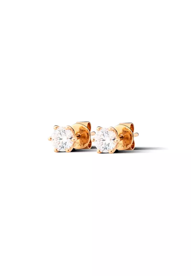 0.8ct TDW Round Lab Grown Diamond Prong Ear Studs in 18K Rose Gold D/E-VVS/VS