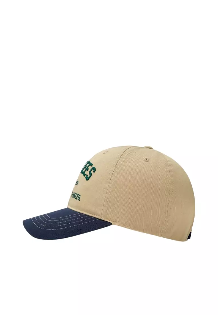 ★MLB Korea★ Varsity Lettering Unstructured Ball Cap BOS DC หมวกแก็ป Varsity Lettering Logo Color-Block Unstructured