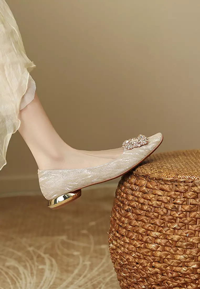 Square Rhinestone Flat Shoes XJ7318-17