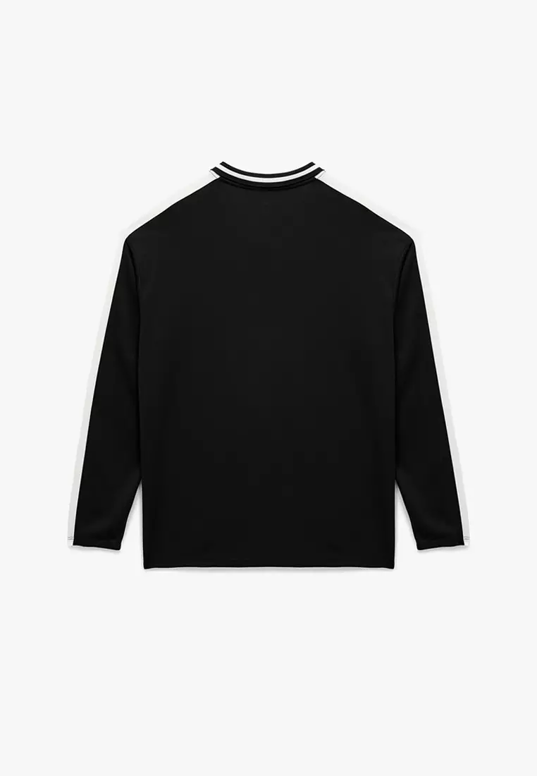 舒適剪裁長袖印花恤衫領運動T恤