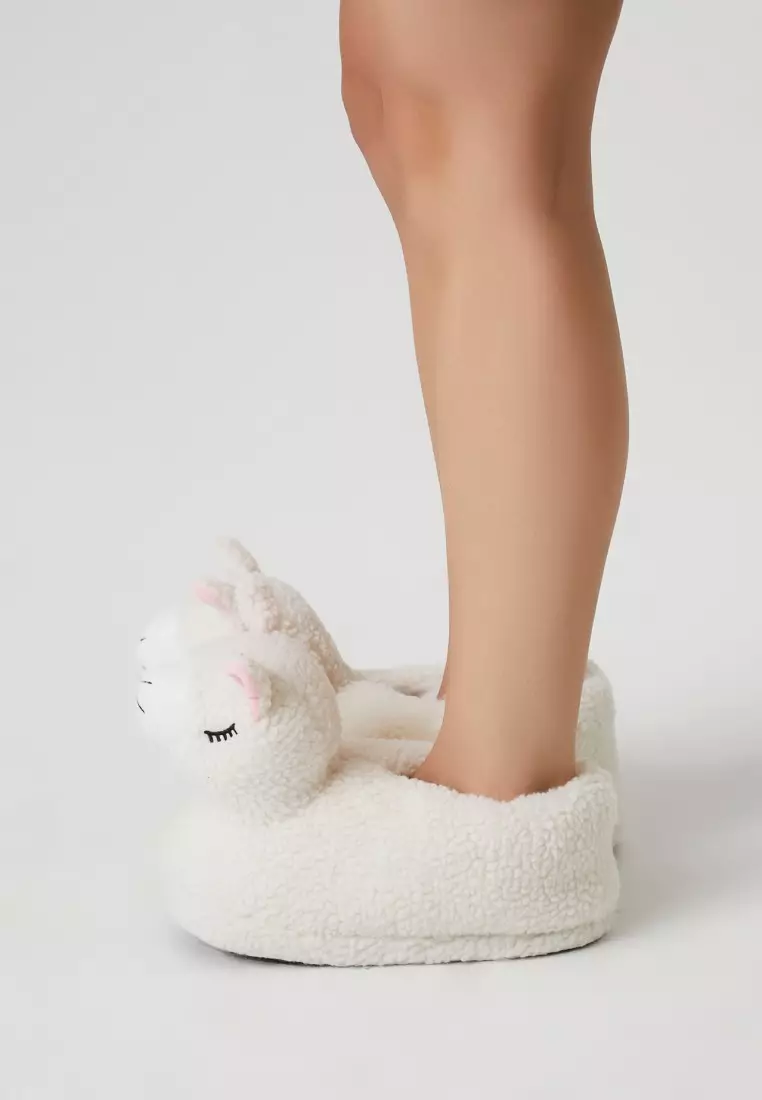 Buy FOREVER 21 Faux Shearling Alpaca House Slippers 2024 Online