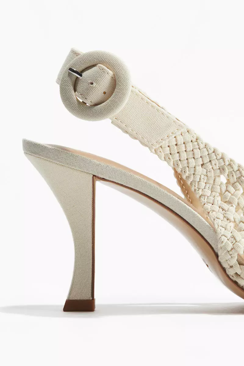 Braided canvas slingbacks