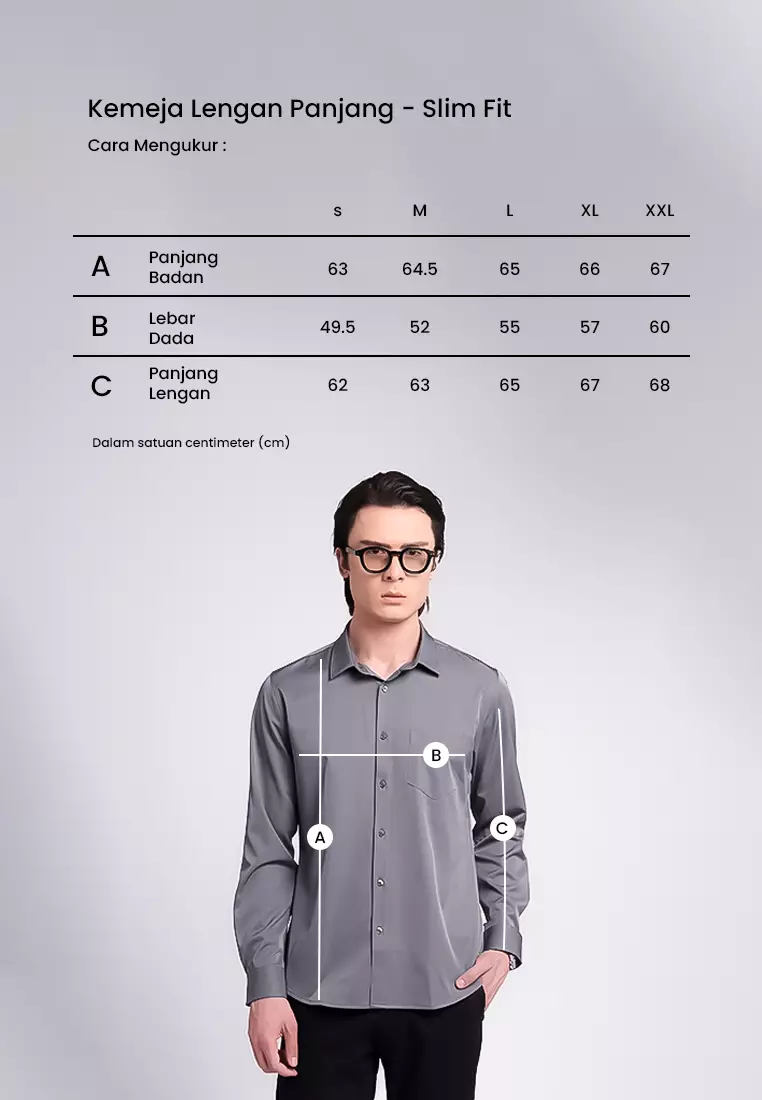 MANZONE -  Kemeja Lengan Panjang Pria Wilder 04 Slim Fit - Dark Grey Warna Grey_Dark