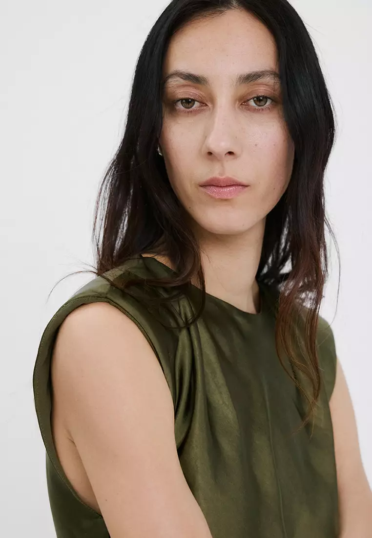 Satin Shoulder Pad Dress