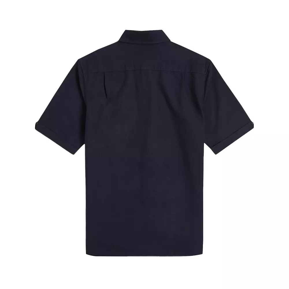 Oxford Chest Pocket Logo Short Sleeves Shirt Navy