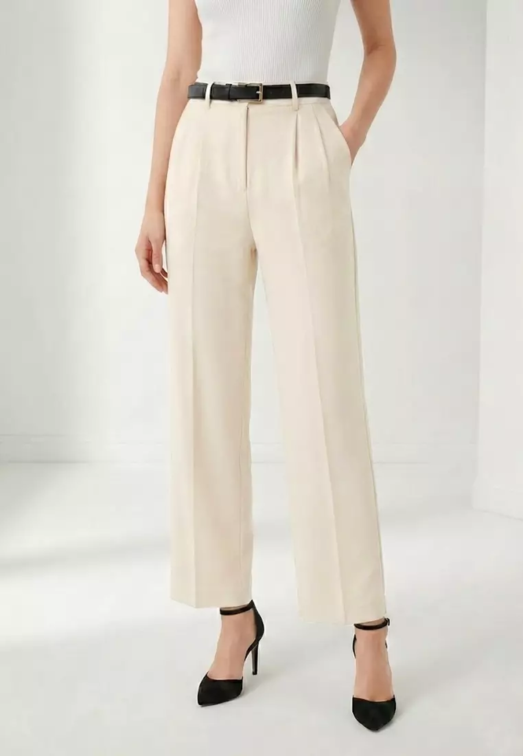 High Waisted Relaxed Straight Leg Stretch Trousers