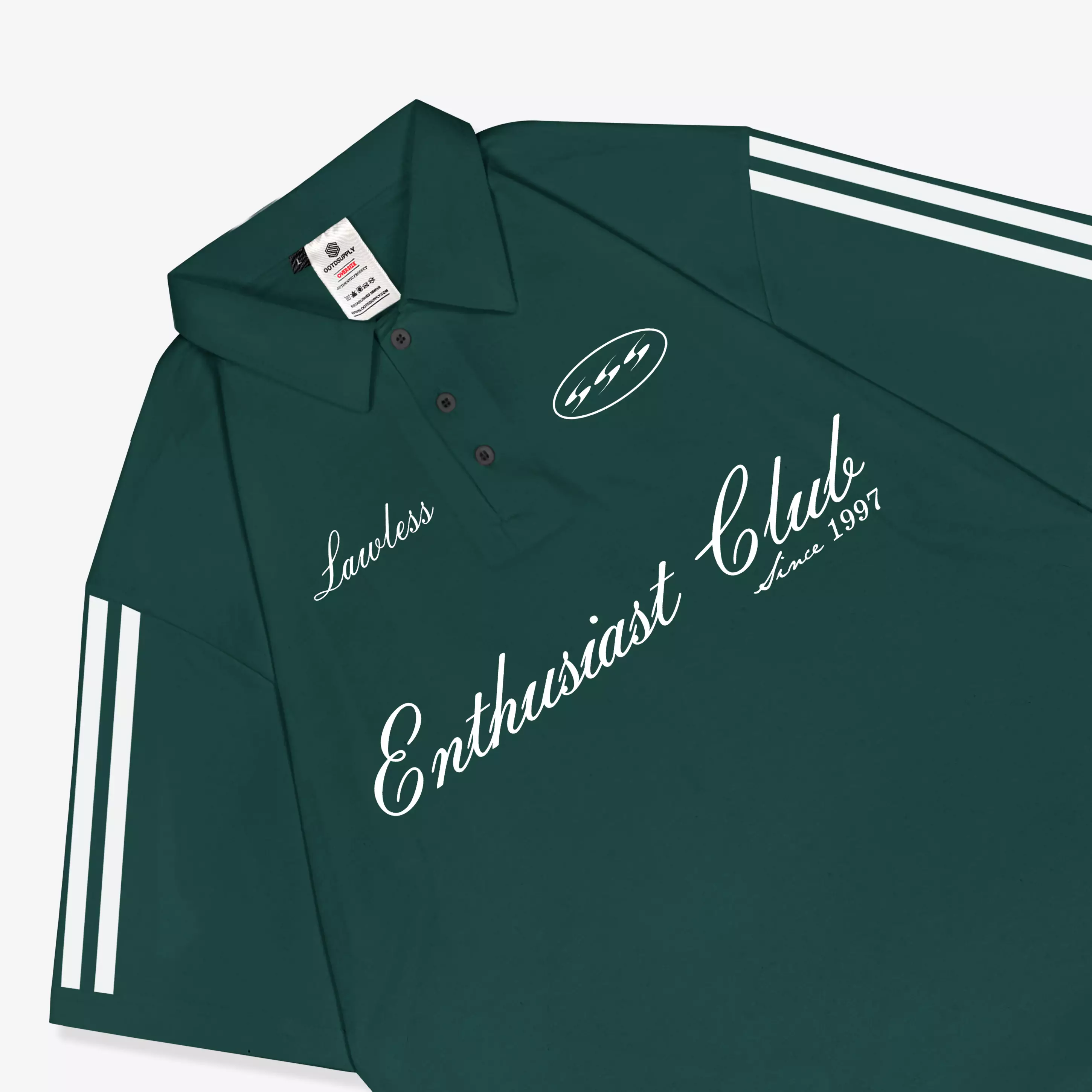 OOTDSUPPLY Oversize Polo Shirt Enthusiast Clubs Dark Army l Kaos Polo Pria dan Wanita OVZ-PS010