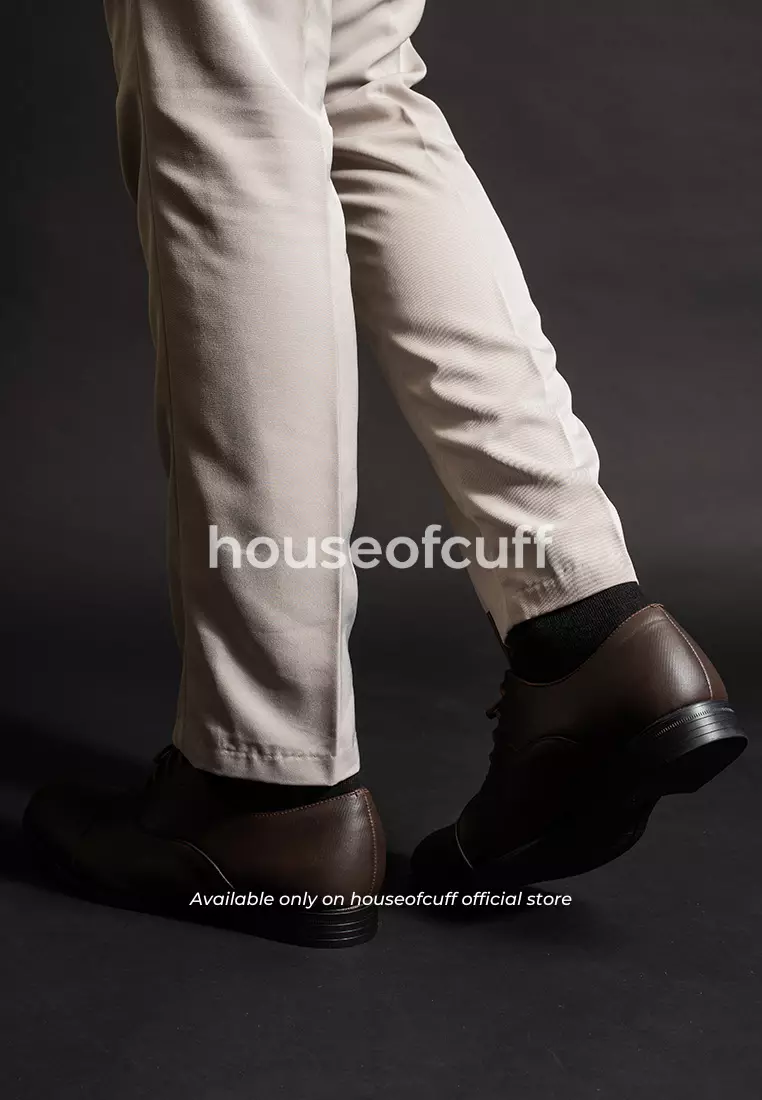 Sepatu kulit pria formal pantofel oxford quarter cap toe coklat tua