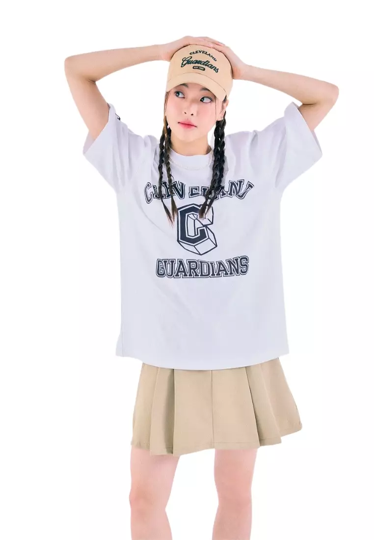 Basic Cursive Logo Unstructured Ball Cap Cleveland Indians - Beige