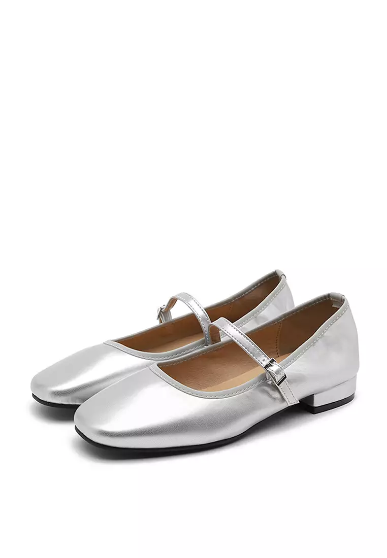 Charlotte Maryjane Flats (2cm) - Silver