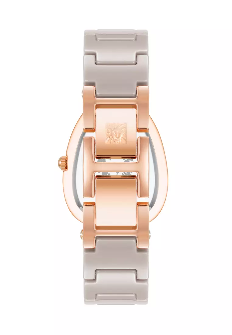 Anne Klein  AK5012RGTP0000 Taupe Oval Watch with Taupe Dial and Premium Crystals On The Bezel