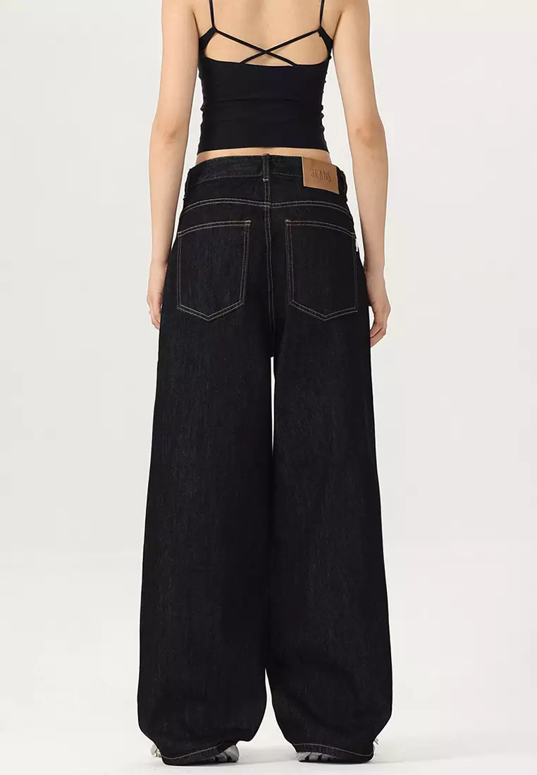 Vintage Washed Wide-legged Jeans LK-HHTM204