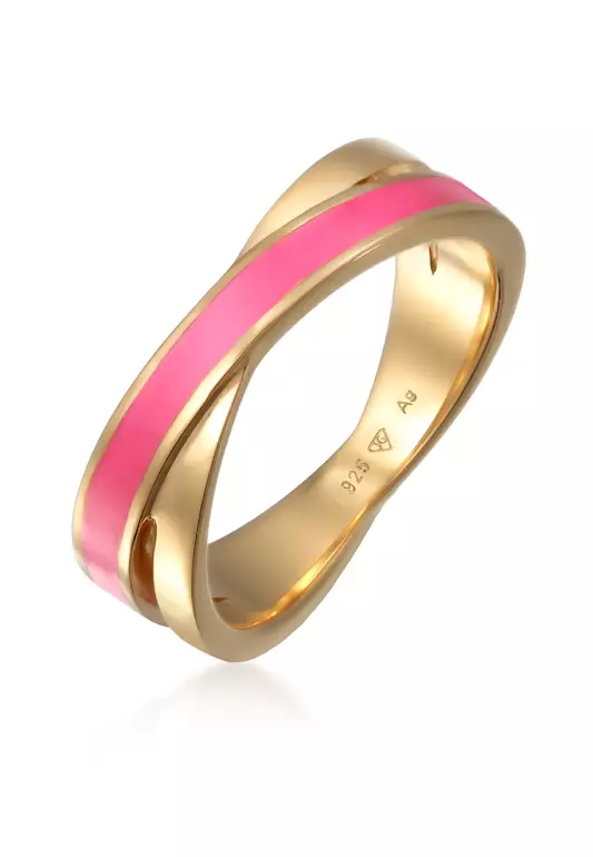 Ring Wrap Modern Enamel Pink Gold Plated