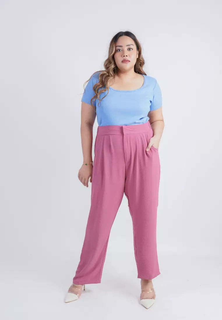 plus size min ji pants universal pink