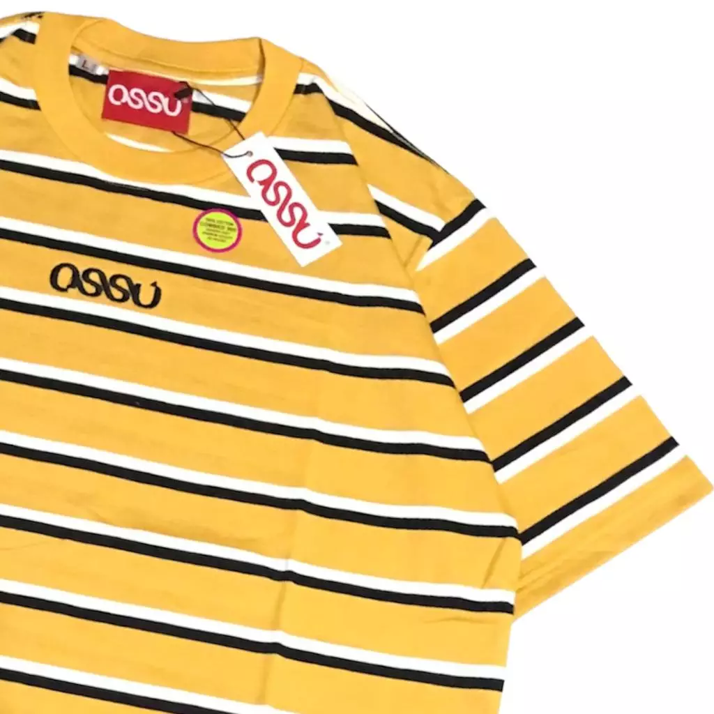 Ossu Kaos Salur Stripe Tshirt Yelllow Kaos Salur Garis Garis Kuning Unisex