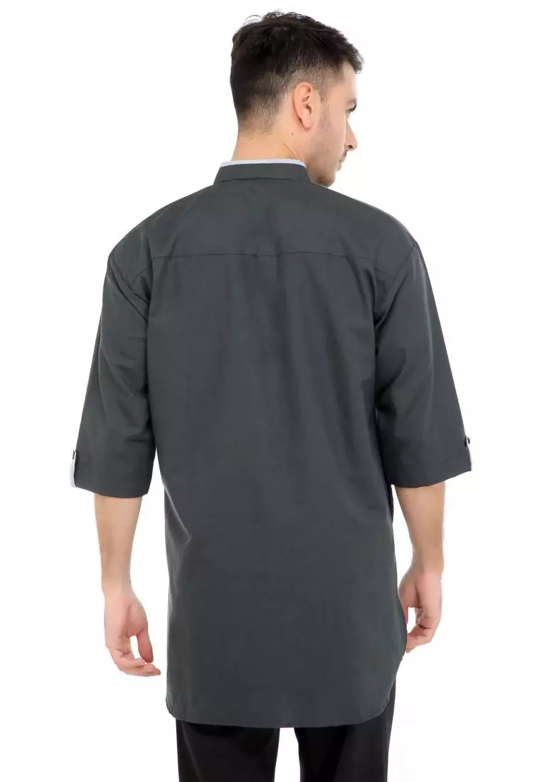 Baju Koko Gamis Muslim Pria Arfan - Hitam