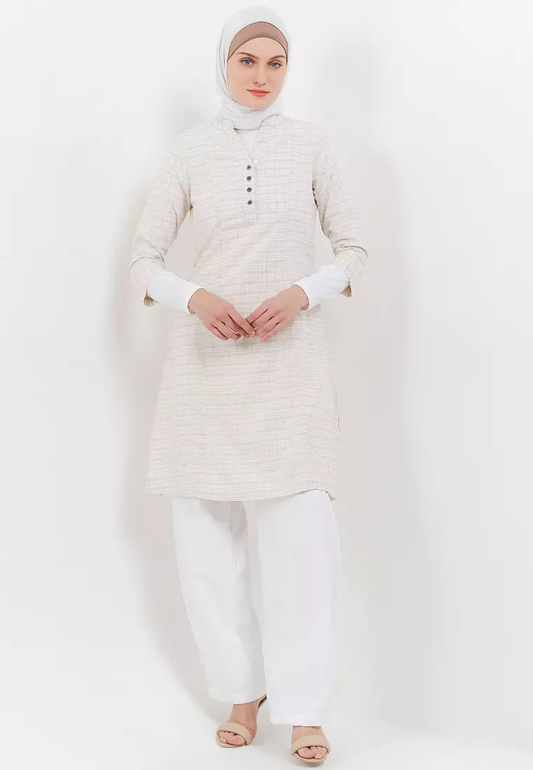 Jual AZZAR Samire Tunic In Cream And Beige Original 2026 | ZALORA ...