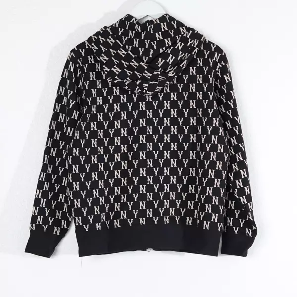 Jaket MLB NY MONOGRAM WHITE BLACK ZIP HOODIE 100% ORIGINAL