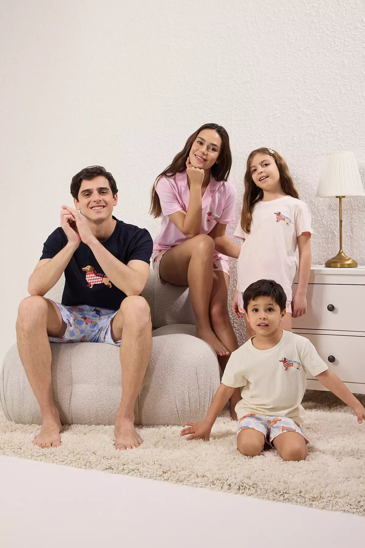 Pink Girl Pajamas 100% Cotton Animal Print Family Pack/Family Knitted Set Tkdss25Pt00029