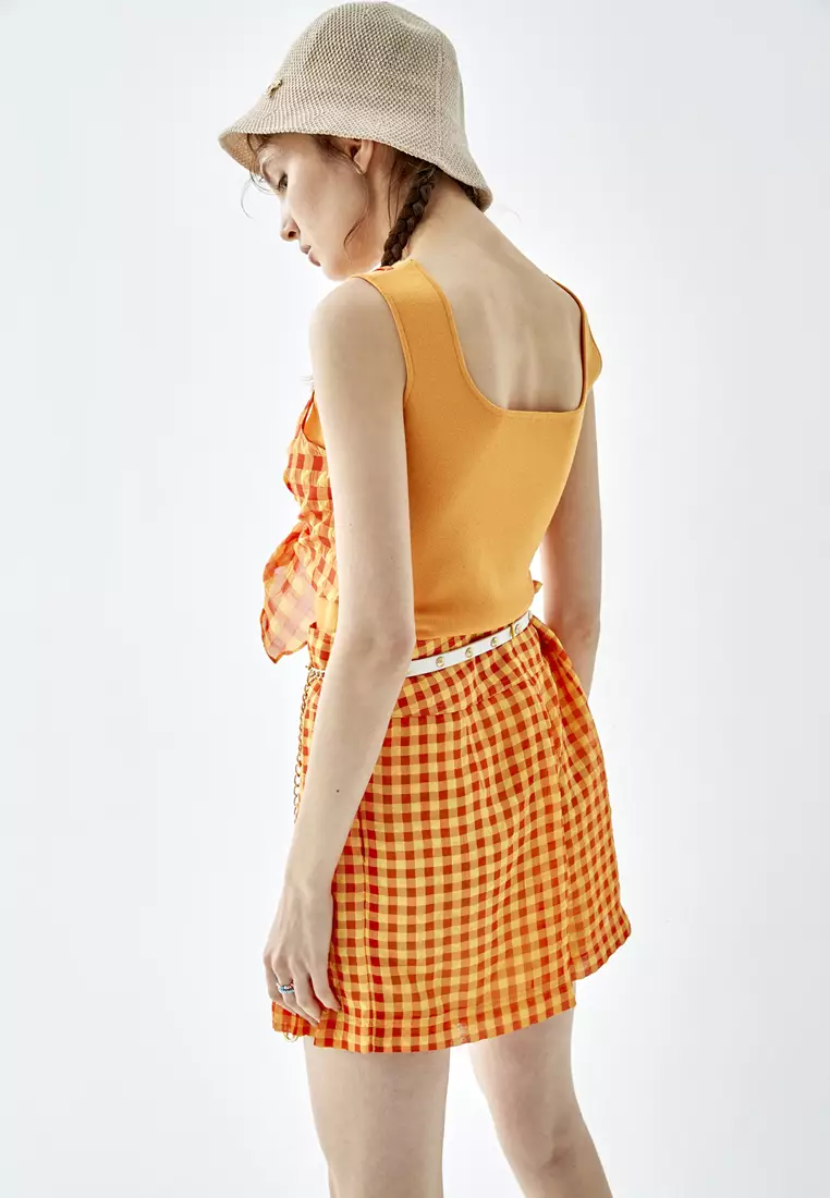 Orange Checkered Shorts
