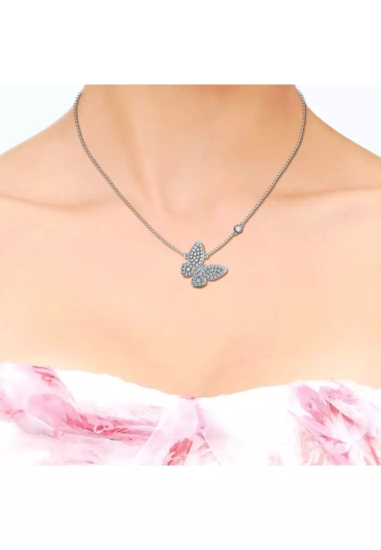 Butterfly Pendant WG - Kalung Crystal Swarovski by Her Jewellery