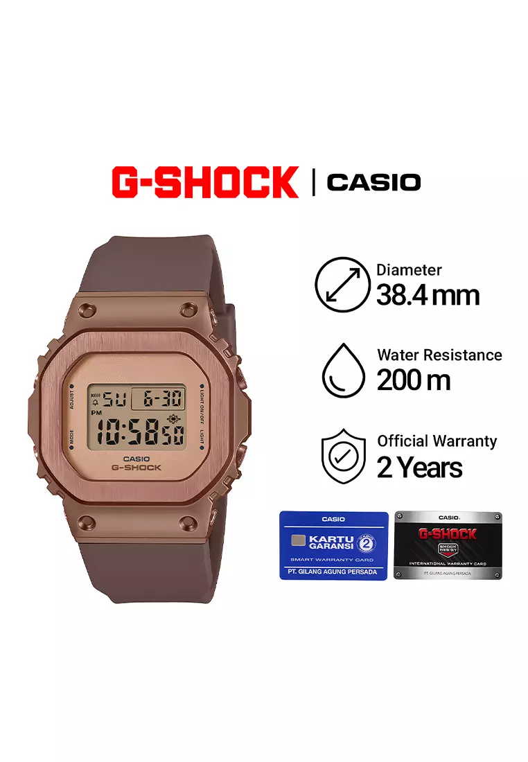 Jam Tangan Digital Wanita Casio G-Shock - Brown Stainless Steel Case - GM-S5600UBR-5D