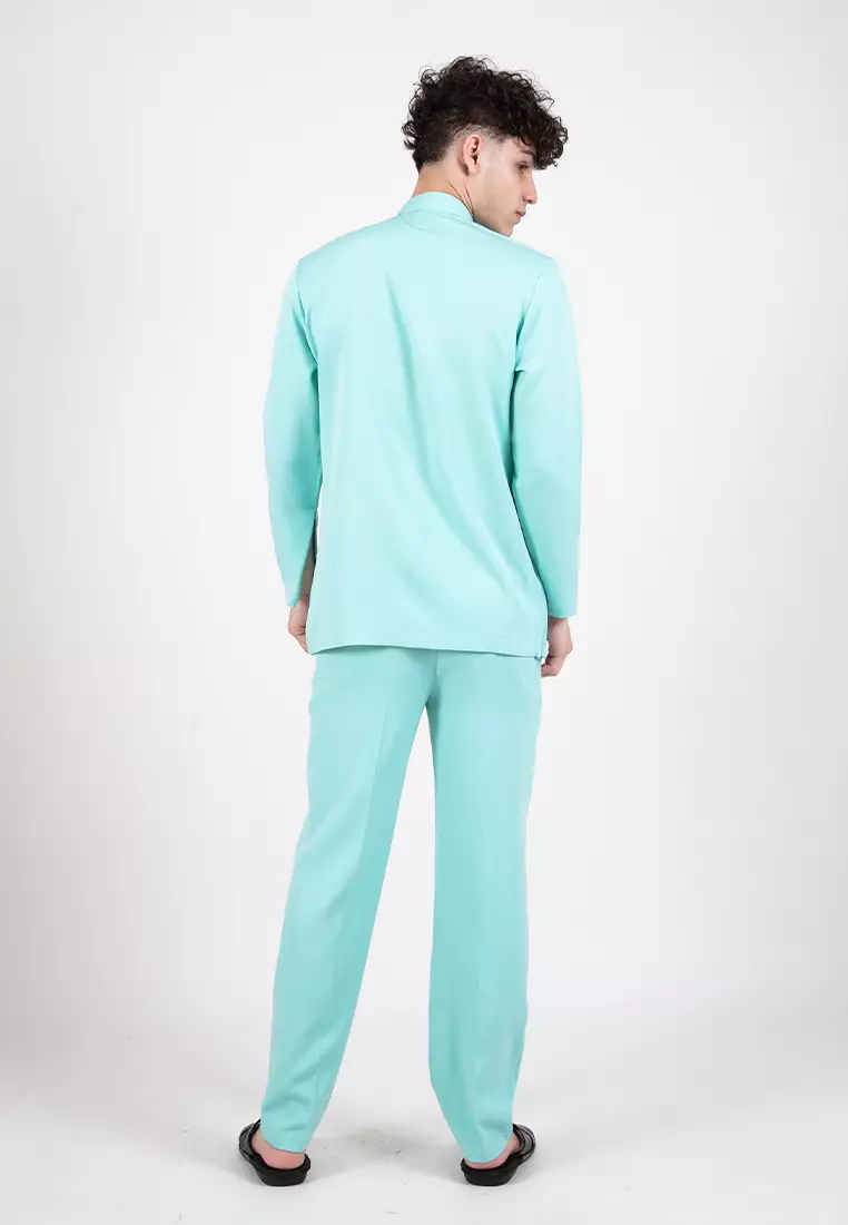 Forest x Hatta Dolmat Baju Melayu Cekak Musang Regular Fit  - BM23766-42LtGreen