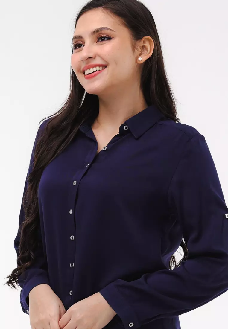 Single Twill Woven Long Sleeves Blouse