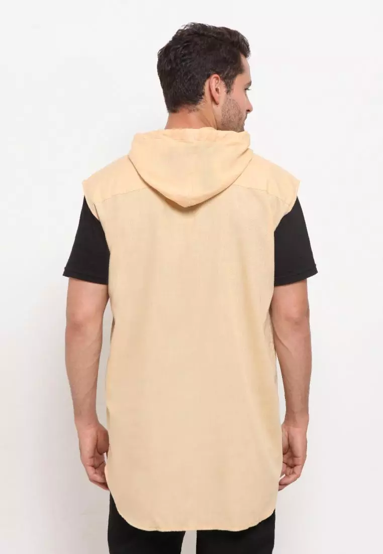 Zayidan Rompi Sholat Pocket Hoodie Muslim Pria - Kuning Gading