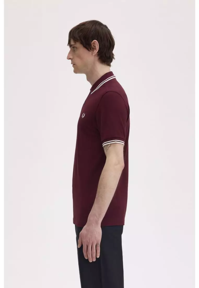 Fred Perry M3600 Twin Tipped Fred Perry Shirt (Oxblood / Ecru / Ecru)