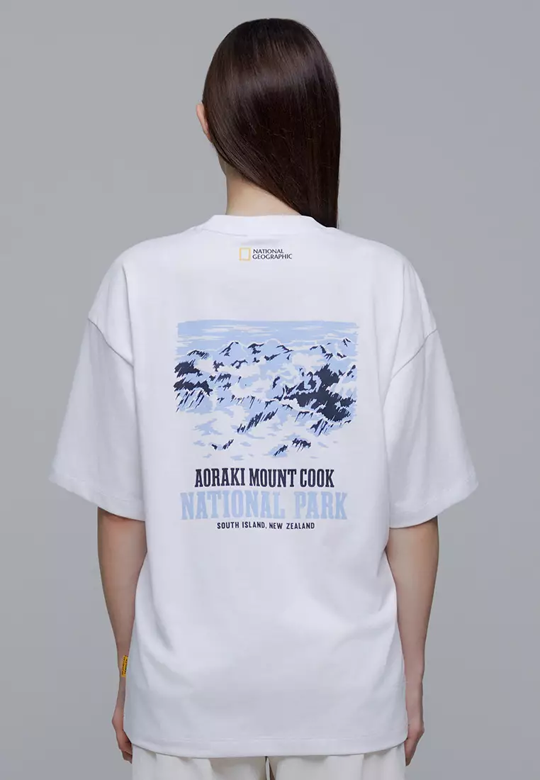 男女同款國家公園圖案半寬鬆短袖T恤