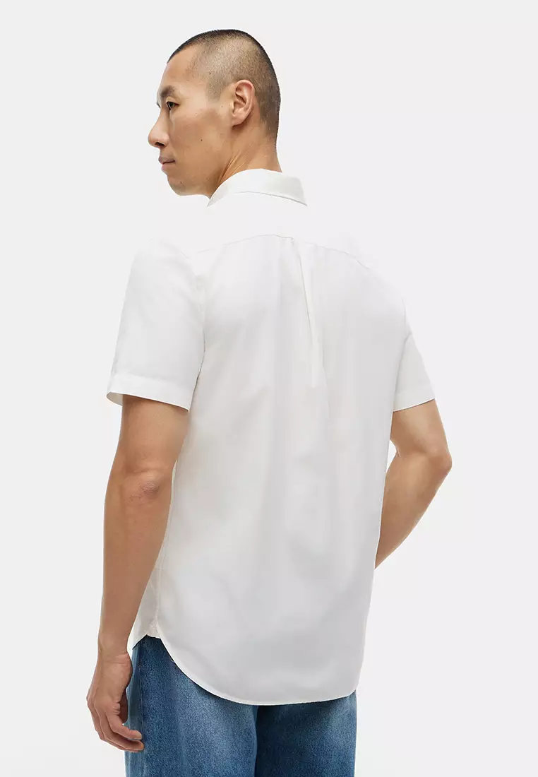 Regular Fit Washed Poplin Short Sleeves Shirt - Th Mainline