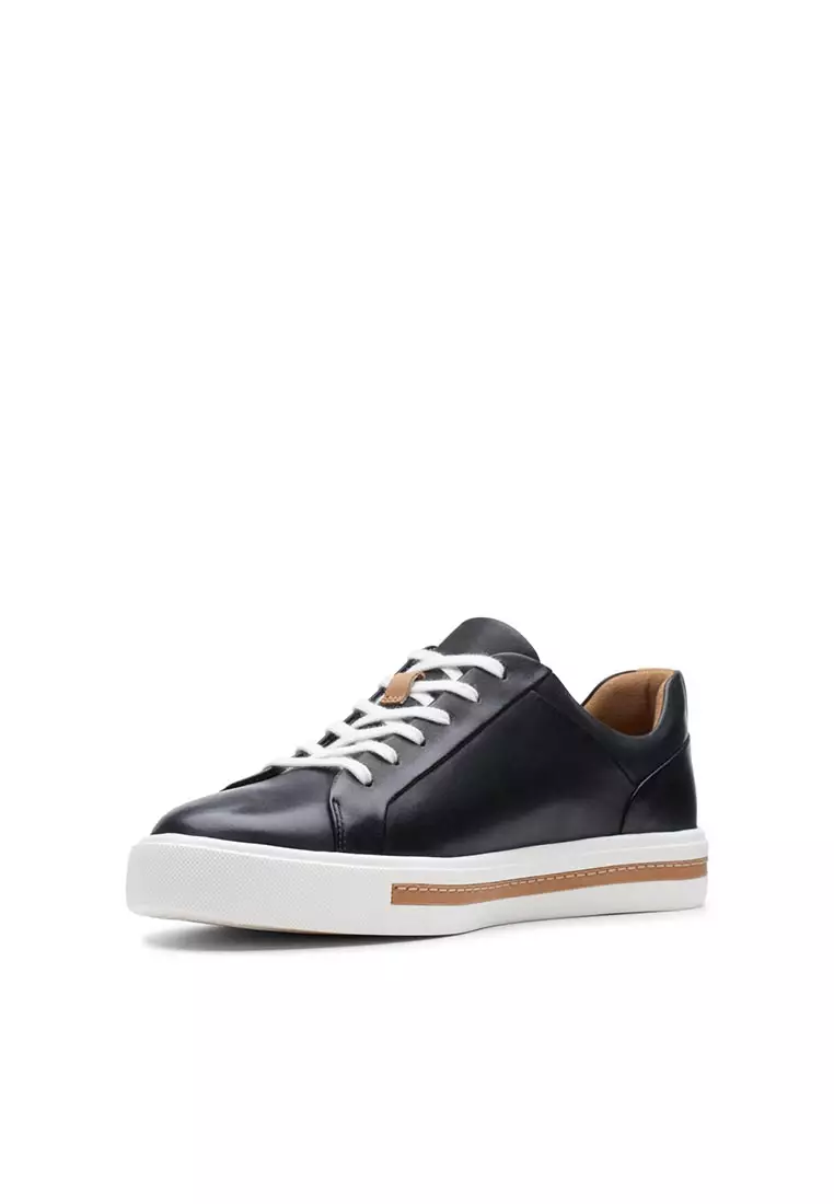 Womens Un Maui Lace Sneakers Black Leather - Wide Fit