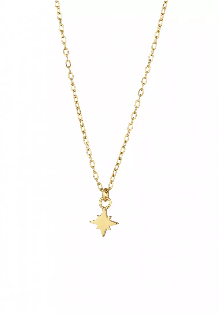 Kalung Perhiasan Perak 925 Wanita Star with Crystals Gold Plated
