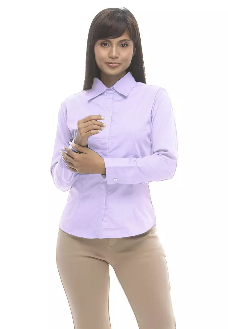 Delaney Pinstripe Long Sleeve Office Blouse