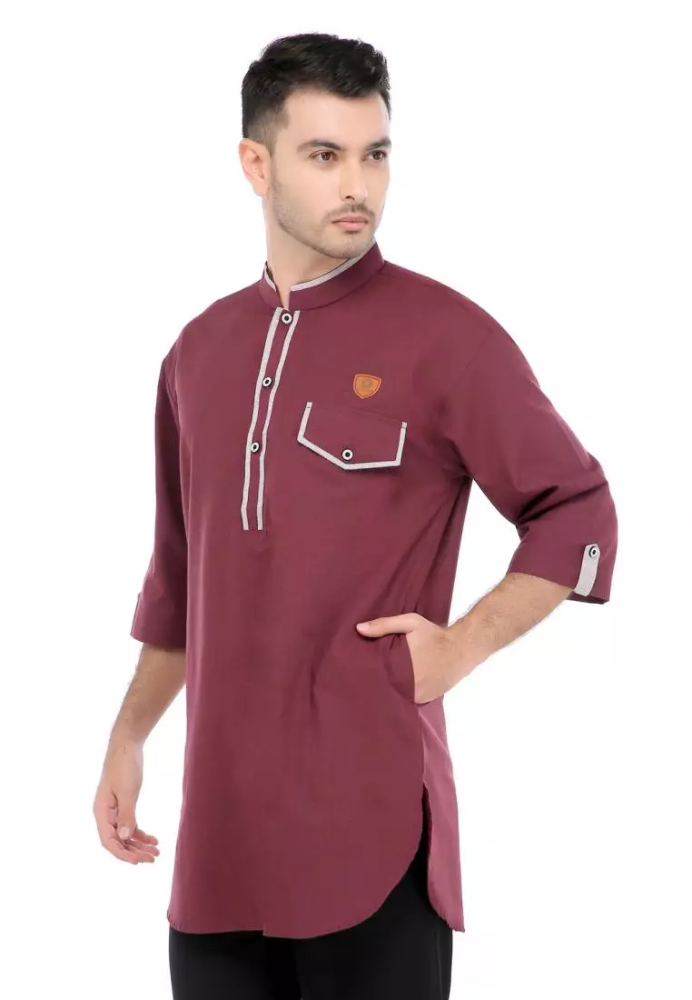 Baju Koko Gamis Muslim Pria Arfan - Maroon