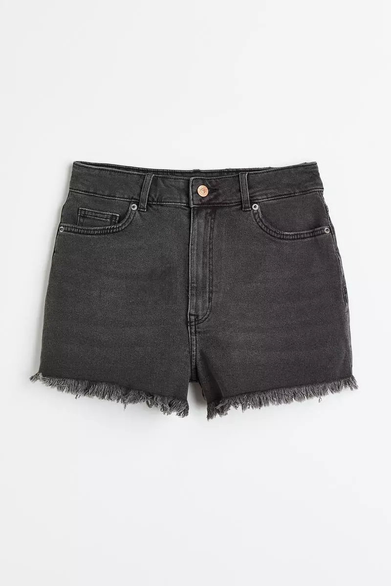 Buy H&M High-waisted denim shorts Online | ZALORA Malaysia